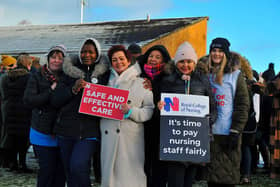 December 2022: Royal College of Nurses members, campaigning for fair pay and conditions, take part in industrial action at Altnagelvin Hospital.  Photo: George Sweeney. DER2250GS - 42