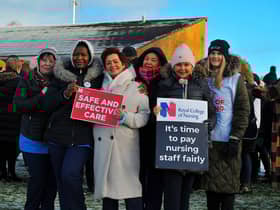 December 2022: Royal College of Nurses members, campaigning for fair pay and conditions, take part in industrial action at Altnagelvin Hospital.  Photo: George Sweeney. DER2250GS - 42