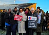 December 2022: Royal College of Nurses members, campaigning for fair pay and conditions, take part in industrial action at Altnagelvin Hospital.  Photo: George Sweeney. DER2250GS - 42