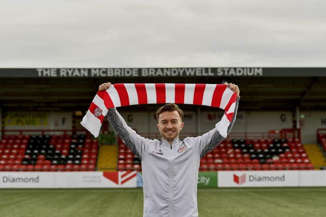 Derry City’s new signing midfielder Darragh Markey at the Brandywell Stadium on Friday morning.  Photograph: George Sweeney