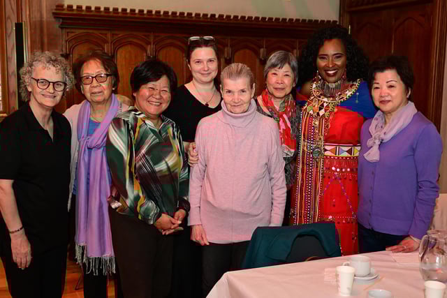The Mayor Councillor Lilian Seenoi-Barr pictured with some of her guests as she hosted an Afrobeat Tea dance in the Guildhall which blended traditional waltzes with a selection of upbeat tunes bringing people to their feet on the dance floor of the main hall. Picture Martin McKeown. 09.10.24