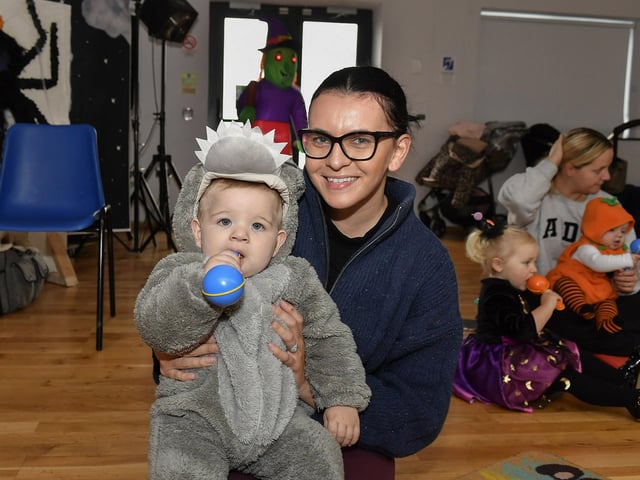 Pictured are young children and relatives at the he Waterside Shared Village cross-community Halloween kids costume party and disco with entertainment from Jo Jingles and Gary McMusic.