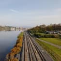 The Derry rail line in the city.