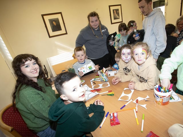 A busy Arts and Crafts Room at Saturday's Feile Springtime Shenanigans at Pilot's Row Centre, Derry. : .