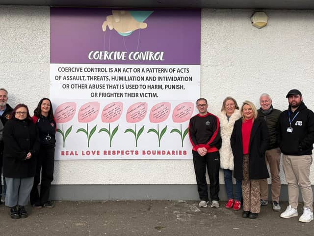 Representatives from the Galliagh, Skeoge and Shantallow community centres, CRJ Ireland, Women’s aid, Studio 2 and On Street Community Youth at the launch of the ‘Real Love Respects Boundaries’ campaign.