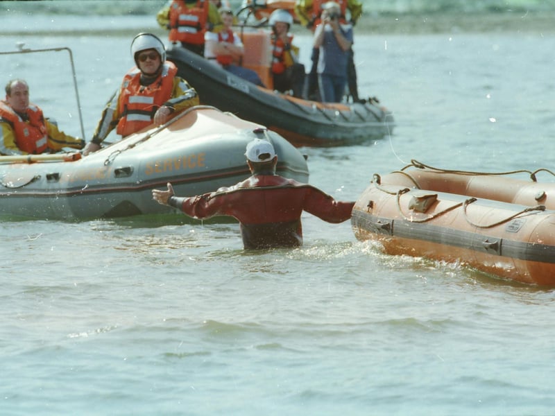 Action from the Moville raft race.