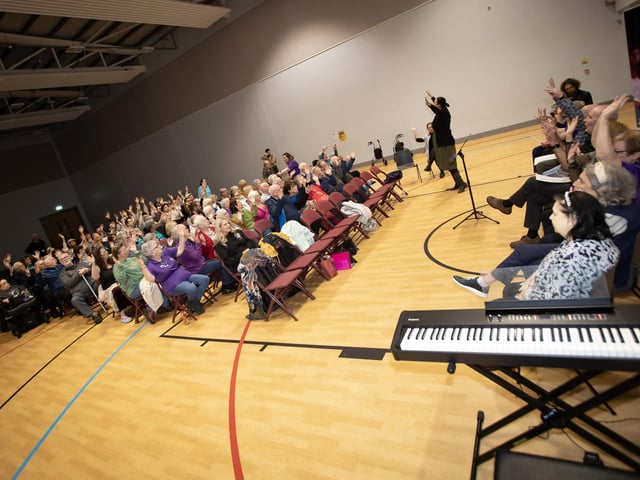 CROWD INTERACTION. . . . . .The Mellow DEEDS Choir performing at Shantallow Community Centre on Thursday as part of the City of Derry International Choral Festival. (Photos: Jim McCafferty Photography)