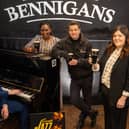 The Mayor Councillor Lilian Seenoi-Barr pictured at the launch of the Guinness Jazz Trail as part of Derry City and Strabane District Councils City of Derry Jazz and Big Band Festival which is returning on May 1st-5th for the Bank Holiday weekend. Joining the first citizen in Bennigan’s Bar are in Martin Venning, Guinness, musician and bar owner John Leighton and Aisling McCallion, Festival & Events Coordinator. Derry City & Strabane District Council. Picture Martin McKeown. 19.03.25