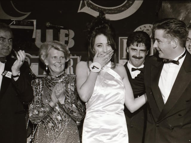 The finalists of the 1995 Miss Derry competition pictured at the final in Squires Nightclub.