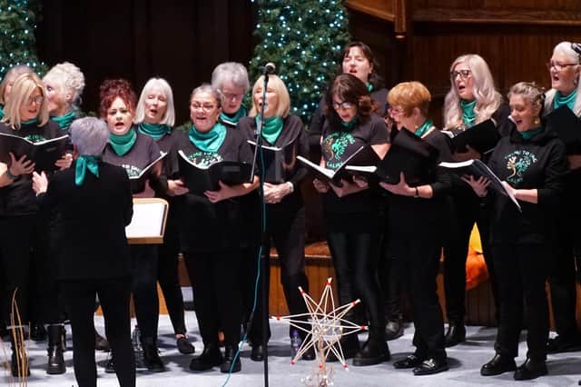 The Thyme to Sing choir performing in the Guildhall during the recent Christmas Craft Fair.
