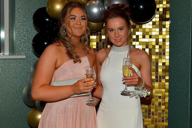 Kate Doherty and Tara Doherty were at the Crana College Formal held in the Inshowen Gateway Hotel on Friday evening last. Photo: George Sweeney.  DER2239GS – 080