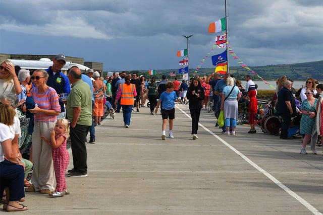 Some of the large attendance at the blessing of the boats and family fun day at the Fahan Marina on Sunday afternoon.  Photo: George Sweeney. DER2326GS - 21