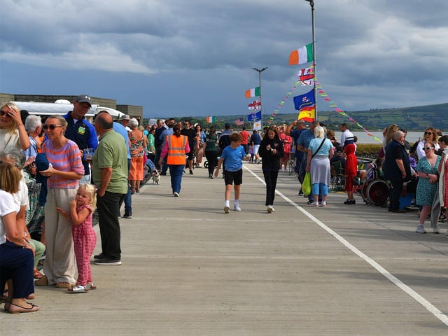 Some of the large attendance at the blessing of the boats and family fun day at the Fahan Marina on Sunday afternoon. Photo: George Sweeney. DER2326GS - 21