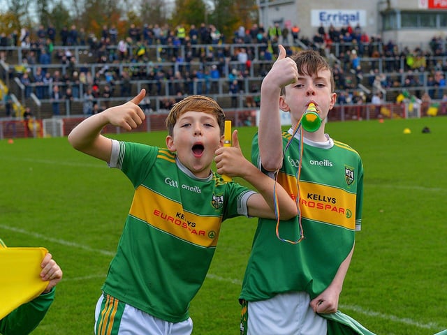 Watty Graham’s fans at the Ulster Senior Club Championship quarter- final in Celtic Park on Sunday afternoon last. Photo: George Sweeney.  DER2246GS – 032