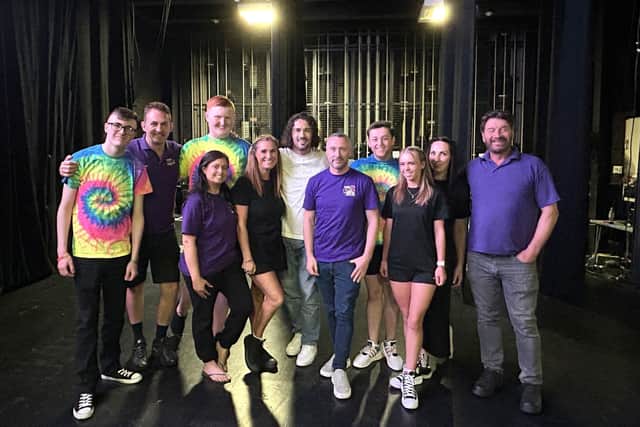 Strictly Star Giovanni Di Prima and Nick Knowles with main contributors who are part of the dance charity
