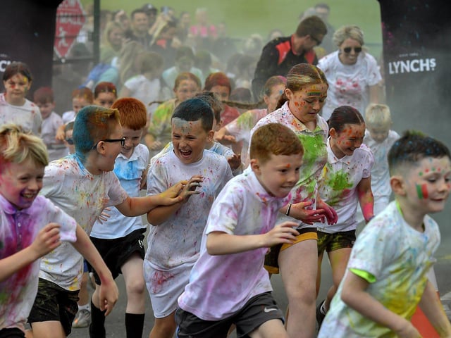 Children’s ‘Colour Dash’ at Na Piarsaigh prior to the club’s Dermot McCrossan Canter the Corrody 5km event, held on Sunday evening last. Photo: George Sweeney