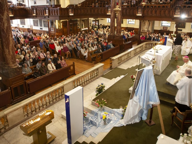 A section of the attendance at Sunday’s Sister Clare Crockett Retreat Mass in the Long Tower Church celebrated by Bishop Donal McKeown.