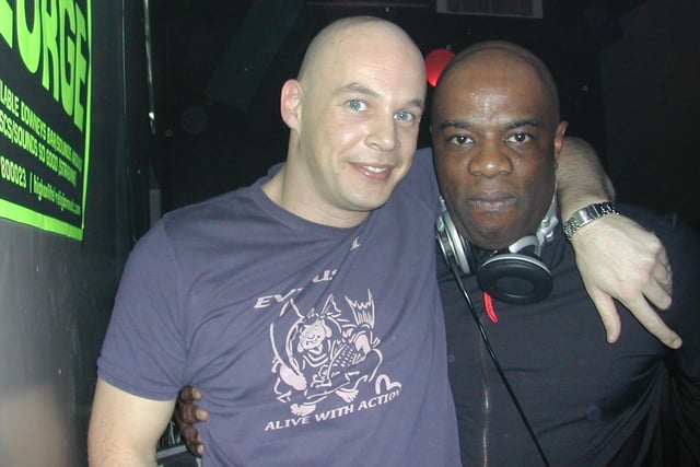 Guest DJ Steve Sutherland (right) with Greg Loughlin.