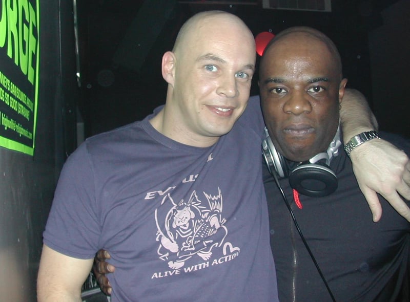 Guest DJ Steve Sutherland (right) with Greg Loughlin.