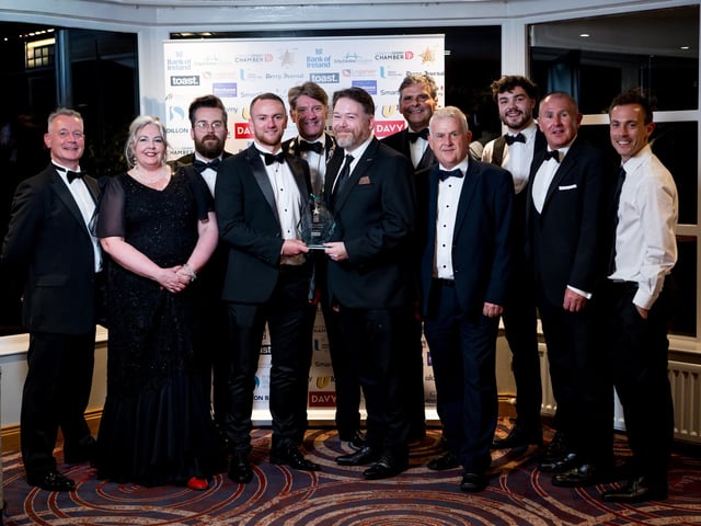 Winners of Creative Industries Business of The Year, The Playhouse, pictured with Hugh Hegarty, Chair of City Centre Initiative; Andrew Fleming, President of Londonderry Chamber of Commerce; and Steven Kivelehan of Toast Accountants who sponsored the award. : .