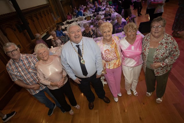 MAYOR'S TEA DANCE. . . .The Deputy Mayor of Derry City and Strabane District Council, Darren Guy pictured with a group from the Old Library Trust, Creggan during the Mayor's first Tea Dance of the year at the city's Guildhall on Wednesday afternoon. (Photos: Jim McCafferty Photography)