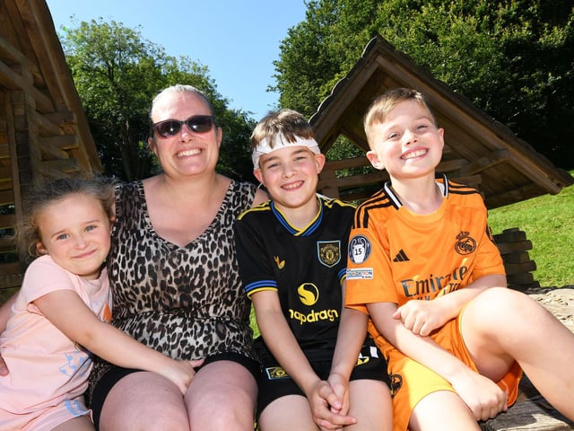 The Owens family, Elle, Orlaith, Luke and Adam enjoyed their summertime visit to St. Columb's Park.
