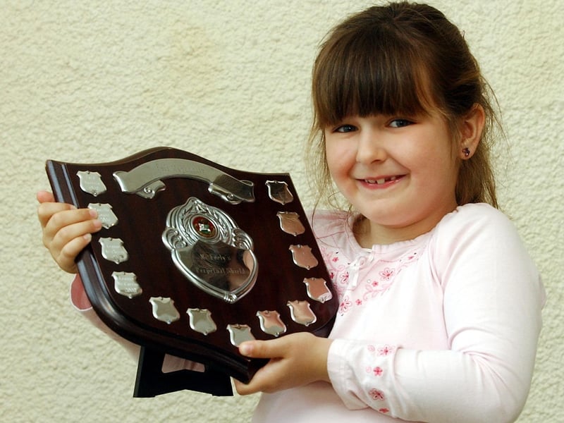 Amy Tomany, from Cluneely, Quigley's Point, a pupil of St Finian's NS, winner of the McFeely Shield for Girls Verse U-8. (0605C40)
