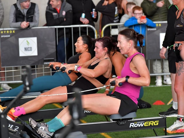 Competitors in the Maiden City Hyrox 3.0 Fitness Challenge held at Sean Dolans GAC on Saturday.  Photograph: George Sweeney