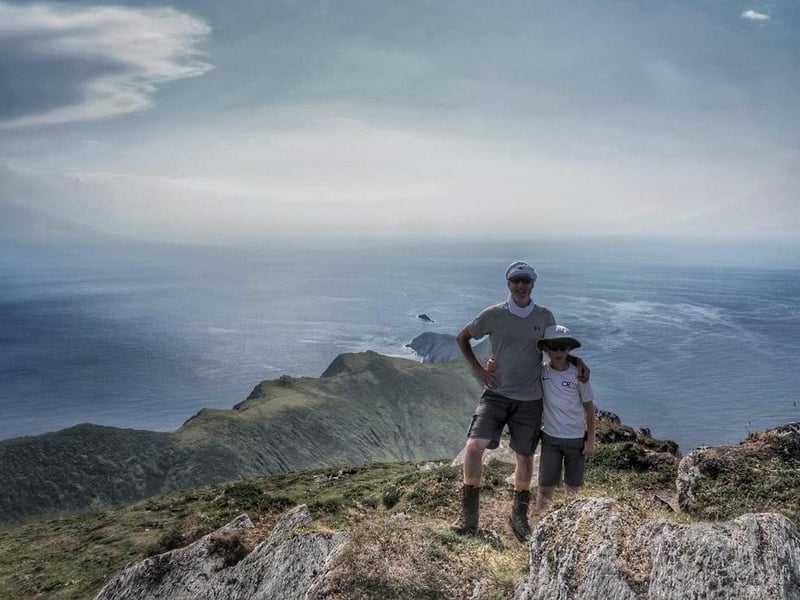 Local father and son duo Andrew Maguire and 15-year-old Shae Maguire on Croaghaun on Achill Island