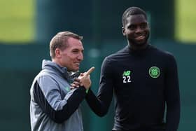 Brendan Rodgers and Odsonne Edouard (Photo by FRANCK FIFE/AFP via Getty Images)