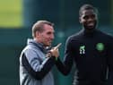 Brendan Rodgers and Odsonne Edouard (Photo by FRANCK FIFE/AFP via Getty Images)