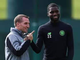 Brendan Rodgers and Odsonne Edouard (Photo by FRANCK FIFE/AFP via Getty Images)
