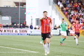 Derry City's Will Patching celebrates his goal against Cork back in 2022. (Photo: Kevin Moore)