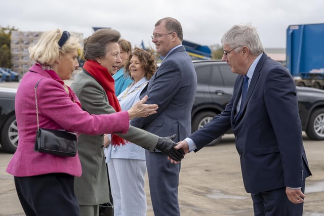 Princess Anne paid a flying visit to Fleming Agri Products in Derry on Thursday when she met staff and apprentices at the Newbuildings facility.