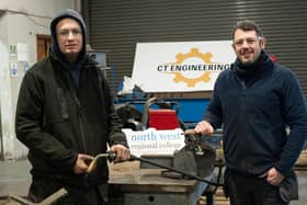 North West Regional College apprentice Jay Gurney and his employer Stepehn McDaid of CT Engineering look ahead to NI Apprenticeship week. (picture Martin McKeown)