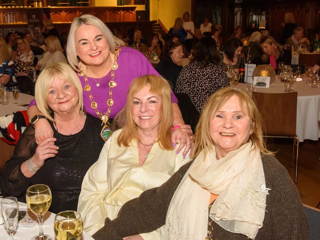The Mayor Councillor Sandra Duffy hosted an evening to mark International Womens Day in the Guildhall which included a performance by Colmcille Ladies Choir, an address by Mary Keogh and a comical speech by Charmaine O’Donnell compered by Jeananne Craig. Picture Martin McKeown. 08.03.2
