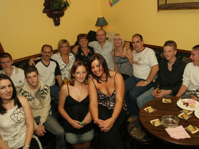 Cathy and Tony celebrate with friends and family, having a few drinks and some pub grub.