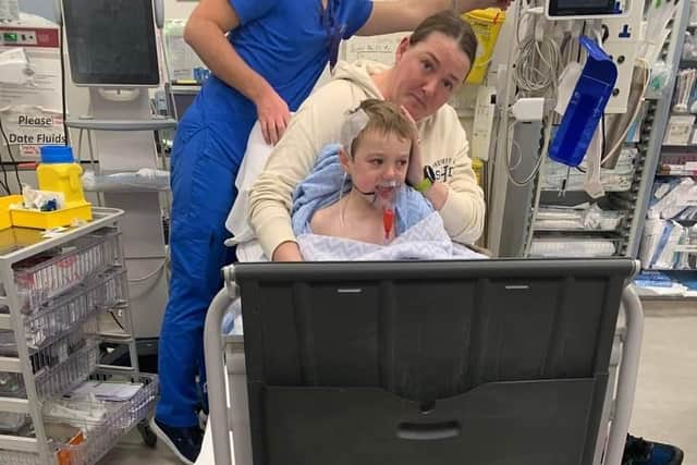 Young Donnacha pictured in hospital.