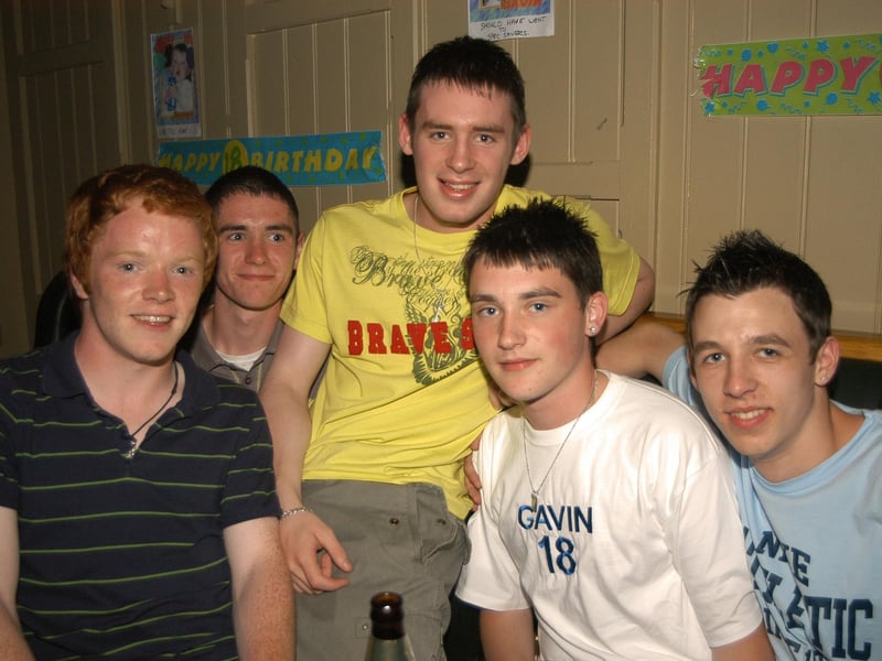 Birthday Boy Gavin Doherty with Dee, Gerrard, Paddyand Sean, having a good timwe at the party in the Dungloe. 0171/dd : .