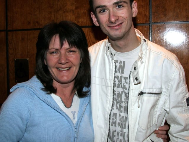 Daryl smiles for the camera with his aunt Cathy 0052JML : Daryl Harrigan celebrating his birthday.