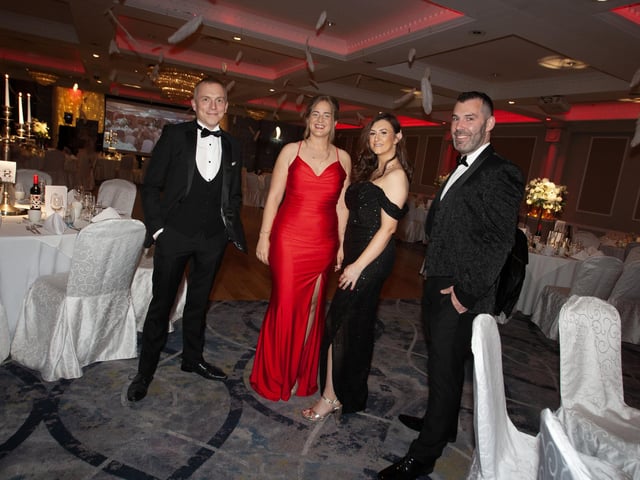 Pictured at the Foyle Search and Rescue 30th Anniversary Gala Ball at the Everglades Hotel, Derry on Saturday night are Eddie Wray, Laura Wray, Emma Mullan and Paddy Mullan. (Photos: Jim McCafferty Photography)