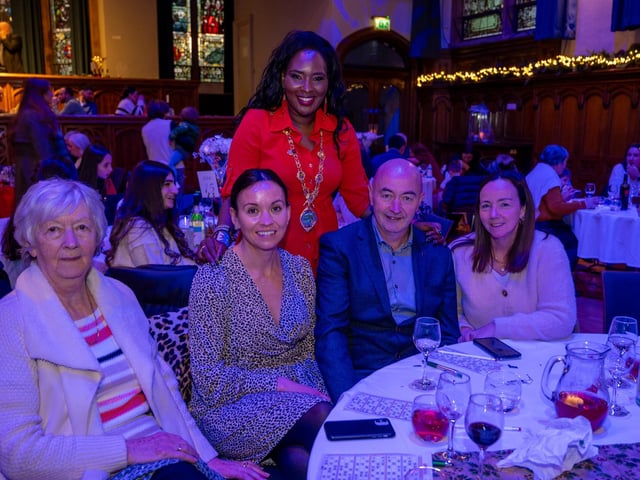 The Mayor Councillor Lilian Seenoi-Barr hosted a Christmas Community event at the Guildhall for people from across the Derry City and Strabane District Council area on Sunday. Picture Martin McKeown. 01.12.24 : Mayor's Community Christmas Party