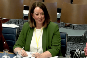 Alison Currie, Invest NI chief development officer, providing an update on the agency's new Derry office at Stormont.