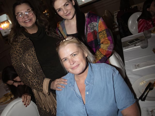 Dawn Bradley, Cindia Ferragoni and Claire Harkin pictured pictured at the screening of 'Witches' by filmmaker Elizabeth Shankey at the Rafters Suite at the Ebrington Hotel on Thursday night last. : .