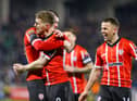 Jamie McGonigle celebrates his winning goal in Tallaght. Photo by Kevin Moore.