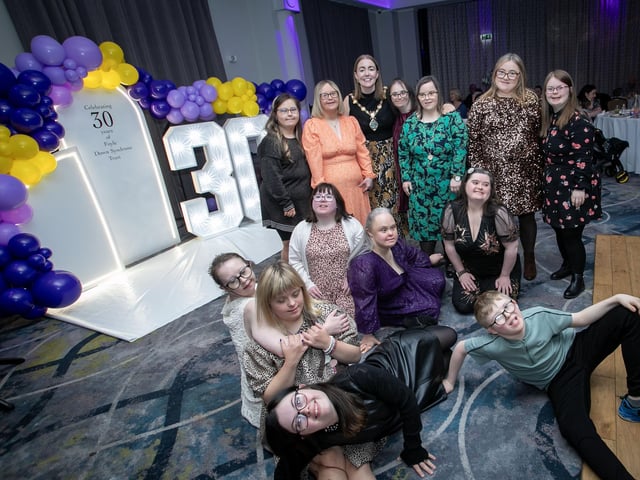 Members of Foyle Down Syndrome Trust pictured with the Mayor Grace Ui Niallais during Friday night's celebrations. (Photos: Jim McCafferty Photography)