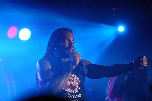 Sepultura vocalist Derrick Green performing in the Nerve Centre.