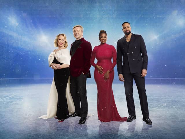 TORVILL & DEAN, OTI MABUSE, ASHLEY BANJO. Picture: ©ITV. ctures/terms