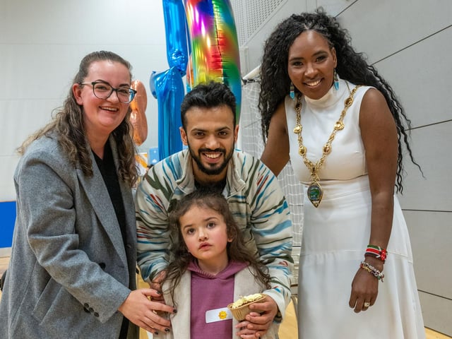 Rachit, Cora and Kelly-AnnThe Mayor Councillor Lilian Seenoi-Barr hosted an Inclusive Birthday Party in the Foyle arena where children and young people from the ages of four to eighteen enjoyed a range of activities in association with the Mayoral Charity, BUD Club. Picture Martin McKeown. 12.01.24