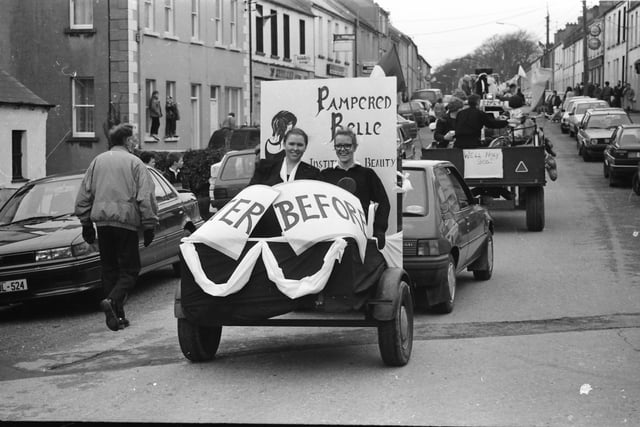The 'pampered belle' float at the St. Patrick's Day parade in Moville on March 17, 1993.